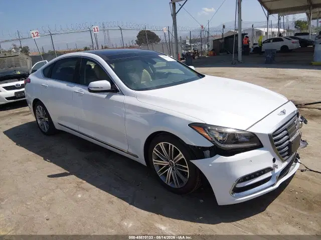 KMHGN4JE1JU238785 — 2018 Genesis G80 3.8, Передняя часть (Front End), фото до ремонта
